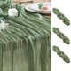 thumbnail image 1 of Camino de mesa con estopilla Wokceer, paquete de 3 unidades, 89 x 305 cm, color salvia, 1 of 8