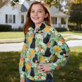 thumbnail image 3 of Uorisanigo Kids Girls Sweatshirt Comfortable Long Sleeve Lapel Zipper Sweatshirt Oversized Floral Black Cat Quarter Zipper Cropped Sweatshirts for Vacation Shopping Exercise Wear, 3 of 7