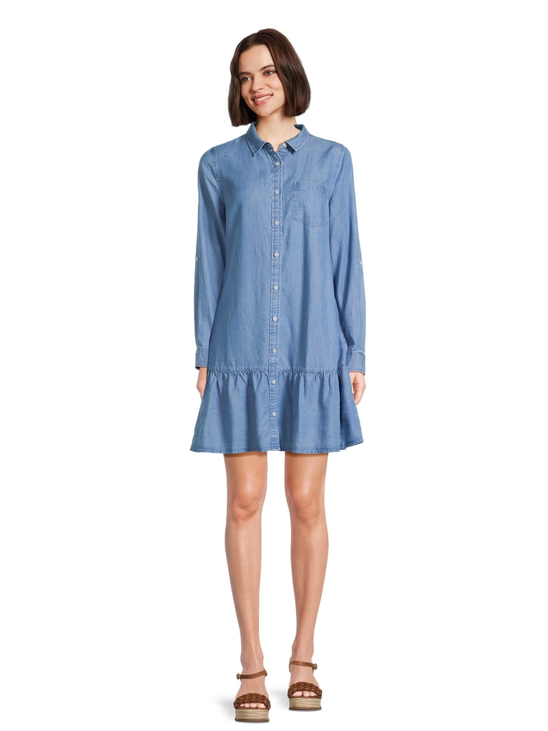 Womens Clothing American Apparel Blue Dress Time And Tru Women's Mini Shirt Dress With Long Sleeves, Sizes XS-3XL Womens Clothing American Apparel Blue Dress Time And Tru Women's Mini Shirt Dress With Long Sleeves, Sizes XS-3XL