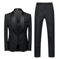 thumbnail image 2 of Men's Solid Color Fashion Jacquard Party Suit Jacket Vest Pants Three Piece Set Slim Fit Lightweight Wedding Tuxedo Blazer Formal Wear, 2 of 3