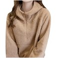 thumbnail image 3 of FNFHFY Womens Sherpa Hoodies Trendy Quarter Zip Up Fleece Pullovers Faux Shearling Half Zip Hooded Sweatshirt Jackets with Kangaroo Pocket, 3 of 5