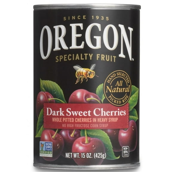 Oregon Fruit Co. Dark Sweet Cherries in Heavy Syrup, 15 oz Can