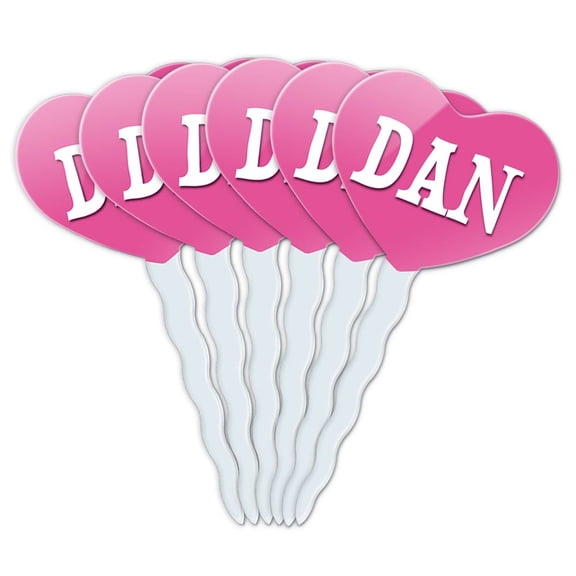 Dan Heart Love Cupcake Picks Toppers - Set of 6