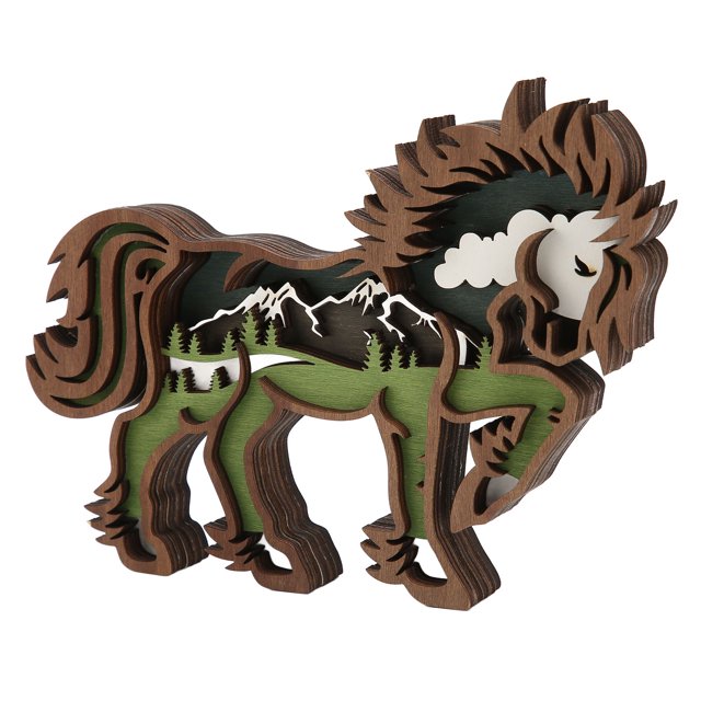 3D Wooden Horse Ornaments Wooden Horse Statue With Light String Boxwood Material Exquisite Details Smoother Edges For Home Decor ANGGREK Otros