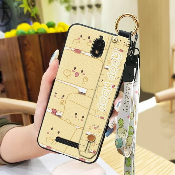 LYM-Phone Case For BLU View2/B130DL, Anti-dust Fashion Design Ring Durable Lanyard Kickstand Wrist Strap Protective Anti-knock Soft case Dirt-resistant Wristband Waterproof Silicone Cute