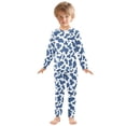 thumbnail image 3 of Blue and White Vector Pattern Cotton Pajamas 2 Piece Set Sleepwear Soft and Comfortable Homewear Nightwear, 3 of 7