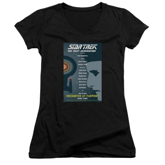 Star Trek Tng Season 1 Episode 2 Junior Women's V-Neck T-Shirt Black