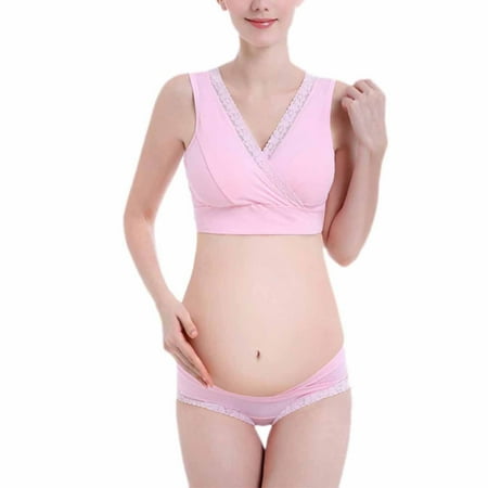 Nexjvus Nursing Bras for Breastfeeding Wirefree Front Open Front Open Button Thin Bra Lace Bra Size M-3XL