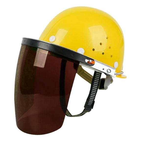 Zxpjkyu Face Shield Face Cover with Helmet Flip up Impact Resistant Headgear for Logging Brown visor