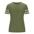 thumbnail image 3 of Fanxing Womens Tops Tunic Short Sleeve Crew Neck Shirts Casual Soft Blouse Army Green,M, 3 of 5