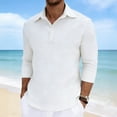 thumbnail image 2 of Busydd Long Sleeve Shirts for Men Solid Color Vacation Summer Shirts Fashion Button Turndown Collar Men's Shirts M, 2 of 9