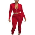 thumbnail image 1 of Puntoco Conjunto de pantalones y manga larga para mujer, elegante, informal, con cuello en V y bolsillo, Color sólido, liquidación Puntoco Puntoco-4855, 1 of 7