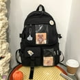 thumbnail image 2 of AMERTEER Women Preppy Style Patchwork Clear Backapck Student Large Rucksack (Purple), 2 of 6