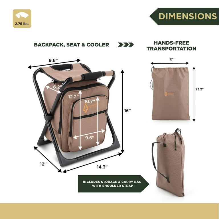 Seat Backpack Folding Camping Chair Stool Backpack With Cooler Insulated  Picnic Bag, Cooler Bag Fishing Stool Portable Hiking Multifunctional  Backpack