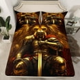 thumbnail image 3 of Feelyou Teens Medieval Knights Twin Sheet Sets, Cartoon Lion Animal Twin Fitted Sheet, Western Warrior Flat Sheet, Microfiber Bedroom Decor, 3pcs, 3 of 8