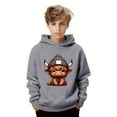 thumbnail image 3 of MAIHAN Highland Cow Hoodies For Kids Cute Cow Print Cozy Pullovers sweatshirts Casual Long Sleeve Fall Winter Sweatshirts(Grey,13-14 Years), 3 of 6