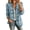 Blue, variant on Womens Denim Jacket Ruffle Double Button Front Long Sleeve Casual Jean Blazer with Pockets