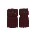 thumbnail image 1 of Womens Winter Boot Cuffs w/ Floral Piece - Burgundy, 1 of 2