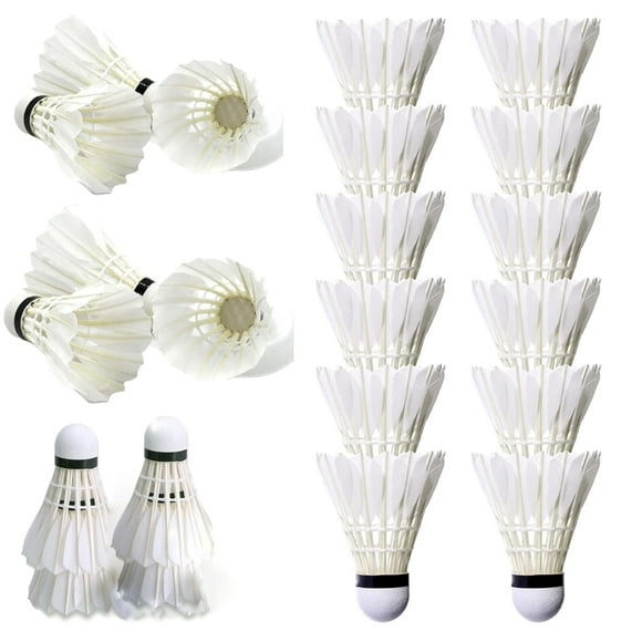 Edtech Badminton Birdies Shuttlecocks High- Speed Goose Feather Durable Training Badminton Birdie | White , Pack Of 12