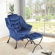 thumbnail image 2 of Lazy chair con ottoman - 400lb capacity oversized reading armchair, folding footrest y side pocket, dark blue para sala de estar o dormitorio, 2 of 8