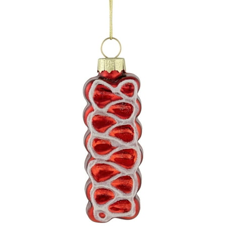 3" Red Ribbon Candy Glass Christmas Ornament