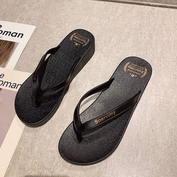 Zapatillas de cuña de color sólido de verano en línea de moda para mujer, ropa de calle, estilo casual, zapatos de playa para la playa