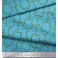 thumbnail image 3 of Soimoi Blue polyester Crepe Fabric Leaves & Geometric Printed Fabric 1 Yard 42 Inch Wide, 3 of 5