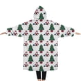 thumbnail image 2 of Oversized Wearable Blanket Hoodie,White Christmas Santa and Tree Pattern Sherpa Blanket Hoodie with Super Pockets,Super Warm Fuzzy Pullover for Women & Men, 2 of 6