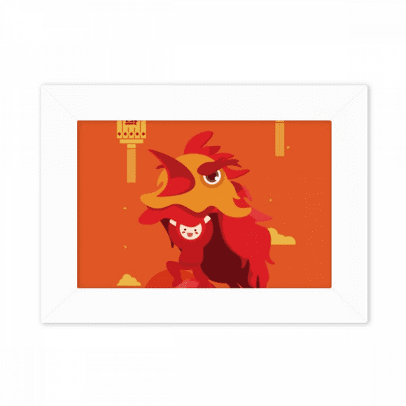 red lion dance china town photo mount frame picture art painting desktop 5x7 inch