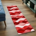 thumbnail image 3 of 2'x6' Rug Runners for Hallways Kitchen, Red Striped Non Slip Entryway Beside Floor Carpet Runner, Modern Gradient Geometric Ripple Stripes Washable Laundry Room Bedroom Throw Rugs Mat for Family Pet, 3 of 8