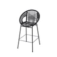 thumbnail image 3 of Bar Stools, Outdoor Barstools Set of 2, PE Wicker Seat and Backrest with Black Iron Frame, Ergonomic Counter Height Stools for Patio, Kitchen, or Bar in Black, 3 of 11