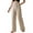 Khaki, variant on Sakmal Cotton Linen Pants Women Work Dressy Casual Khakis Wide Leg Full Length High Waisted Plain Green Pants with Pockets