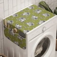 thumbnail image 1 of Floral Washing Machine Organizer, Repetitive Rose Flower Motifs in Greyscale Tones on Green Backdrop, Anti-slip Fabric Top Cover for Washer and Dryer, Khaki Purpleblue and White, by Ambesonne, 1 of 1