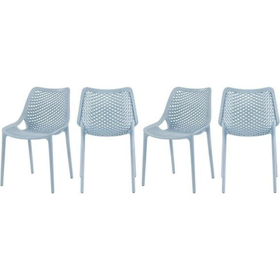 Afuera Living 17.72" Plastic Patio Dining Chair in Sky Blue (Set of 4)