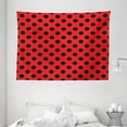 thumbnail image 1 of Red and Black Tapestry, Retro Vintage Pop Art Theme Old 60s 50s Rocker Inspired Bold Polka Dots Image, Wall Hanging for Bedroom Living Room Dorm Decor, 80W X 60L Inches, Scarlet, by Ambesonne, 1 of 2