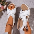 thumbnail image 2 of ShiShine Womens Open Toe Low Wedge Slingback Sandals Criss Cross Perforated Strap Adjustable Arch Support Comfort Casual Shoes, 2 of 9