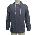 thumbnail image 7 of Mens Button up Shirts Long Sleeve Men's Cotton Linen Shirts Long Sleeve Half Button Drawstring Hooded Cardigan Solid Color Summer Casual Beach Vacation Wear Dark Gray L, 7 of 7