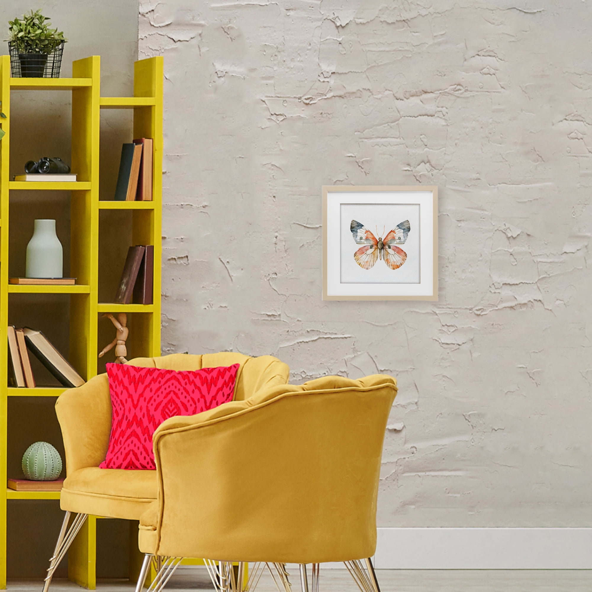 Stupell Industries Warm Watercolor Butterfly Birch Framed Print Under Glass, design by Kim Allen