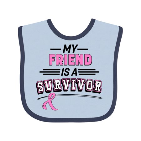 

Inktastic My Friend is a Survivor Breast Cancer Awareness Gift Baby Boy or Baby Girl Bib