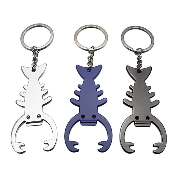KAKOWELY 3 llaveros de metal con forma de langosta, abridor de botellas, colgante, regalo