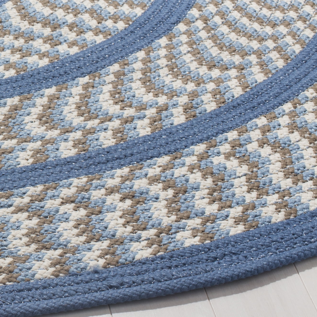 SAFAVIEH Braided Tanisha Bordered Reversible Area Rug, Ivory/Blue, 8' x 8' Round