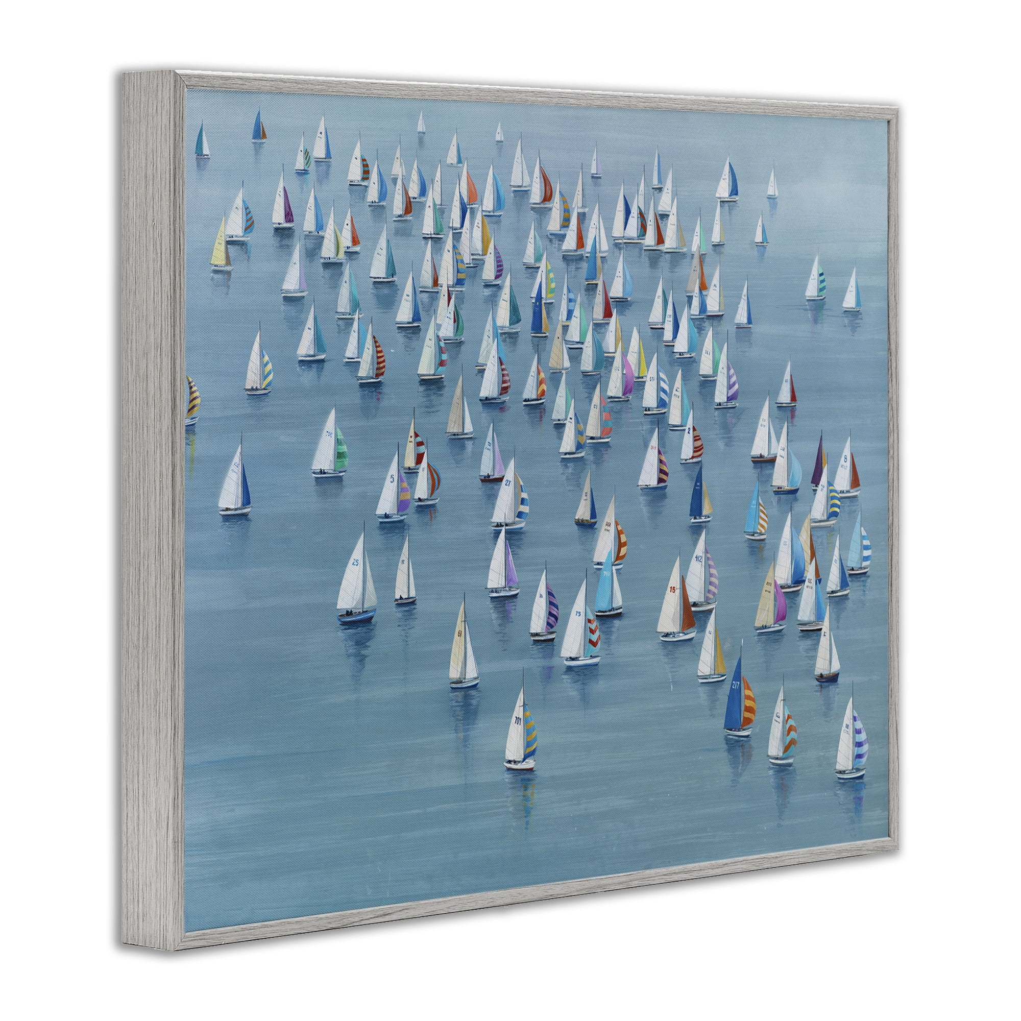 Stupell Industries Gathering Of Sails Transportation Painting Gray Framed Art Print Wall Art, 20 x 16