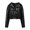 Black, variant on Women's Faux Leather Jacket Cropped Button Front Lapel Coat Fashion Vintage Motorcycle Jackets
