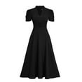 thumbnail image 6 of SMihono Womens A Line Dress Formal Summer Elegant Dresses Trendy Casual V Neck Dress Short Sleeve Vacation Cocktail Dress Black L, 6 of 8