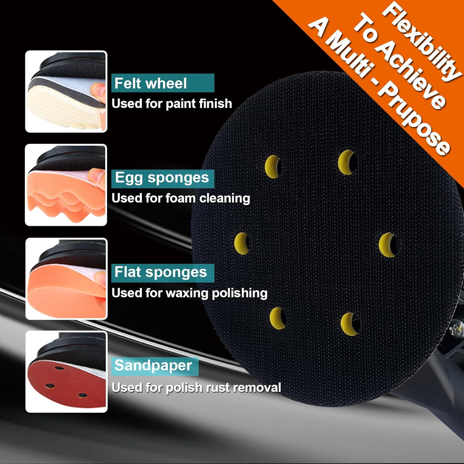 Professional Air Random Orbital Sander, 6 inch Dual Action Pneumatic Sander Suitable for Heavy Duty and Connect to Vacuum Cleaner