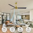 thumbnail image 5 of Matthews Fan Company AK-BRBR-BK-56 Alessandra 56” Brushed Brass Ceiling Fan with 3 Matte Black Blades, Remote Control, Indoor/Outdoor Wet Rated, 5 of 6