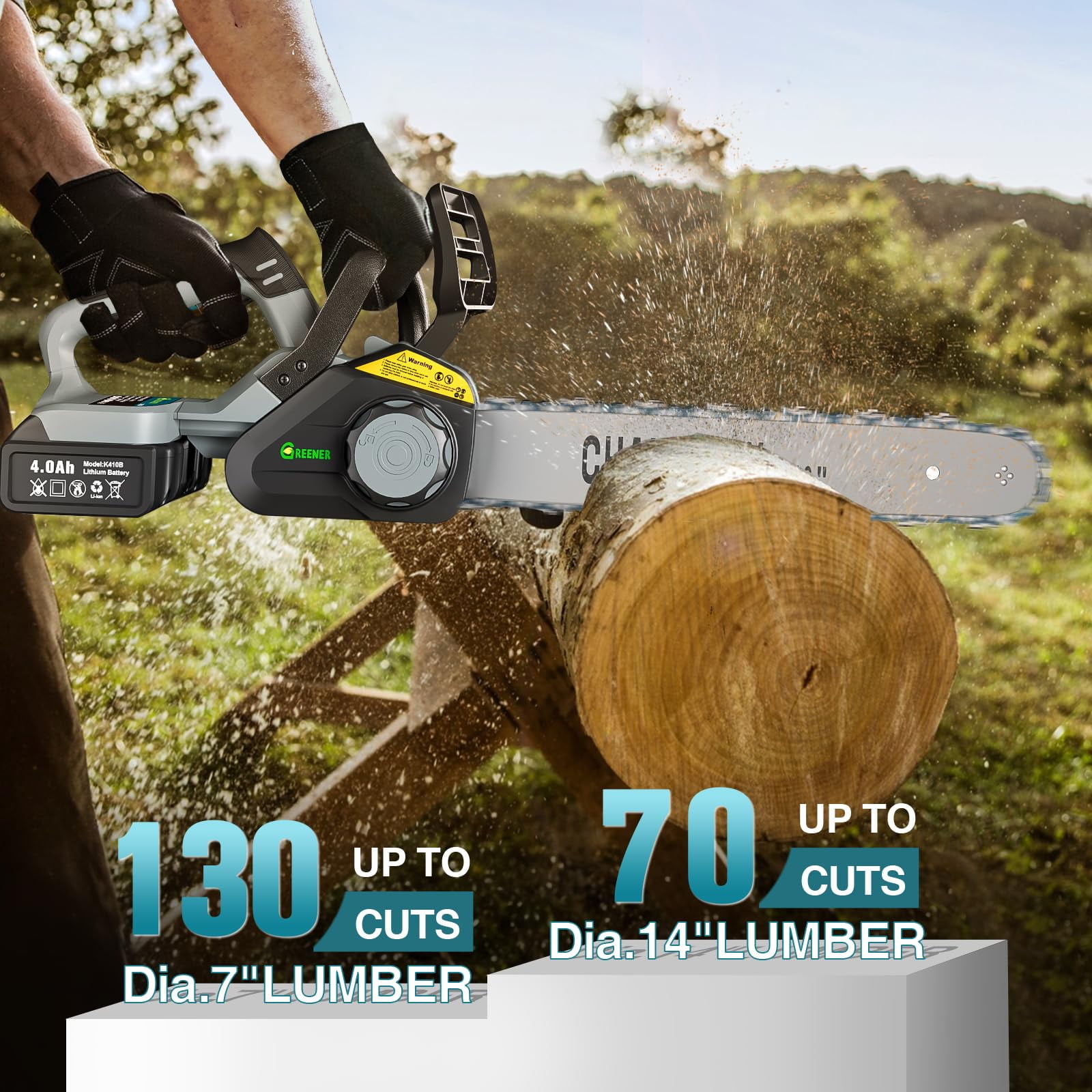Chainsaw,GARDSURE 12 Inch Cordless Chainsaw with 1PCS Rechargeable
