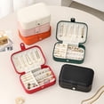 thumbnail image 5 of Mimifly Travel Jewelry Box for Women & Girls, Portable Mini Organizer Case (6.3"x4.3"x2"), PU Leather Dual Layer Storage for Rings, Necklaces, Earrings, Bracelets - Green, 5 of 6