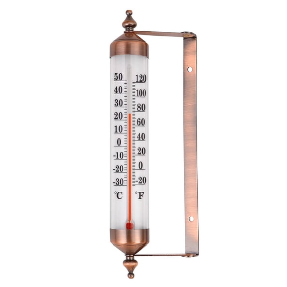 XIRQI Indoor Outdoor Thermometer Wireless Metal Outdoor Thermometer Humidity Meter Wall-Mounted Digital Thermometer,Gold