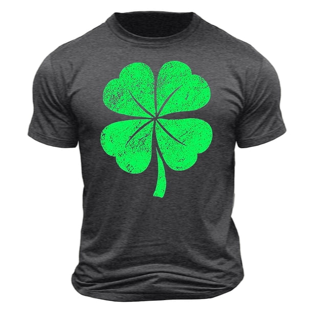 El Día de San Patricio de los Hombres de Manga Corta Impresión de la Tripulación Cuello Superior, Poliéster Ligero para la Fiesta de Verano de Primavera Y el Uso Diario